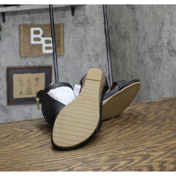 NWT Kenneth Cole Womens Great Viber Faux Leather Wedge Wedge Sandals Black 8M - Picture 10 of 12